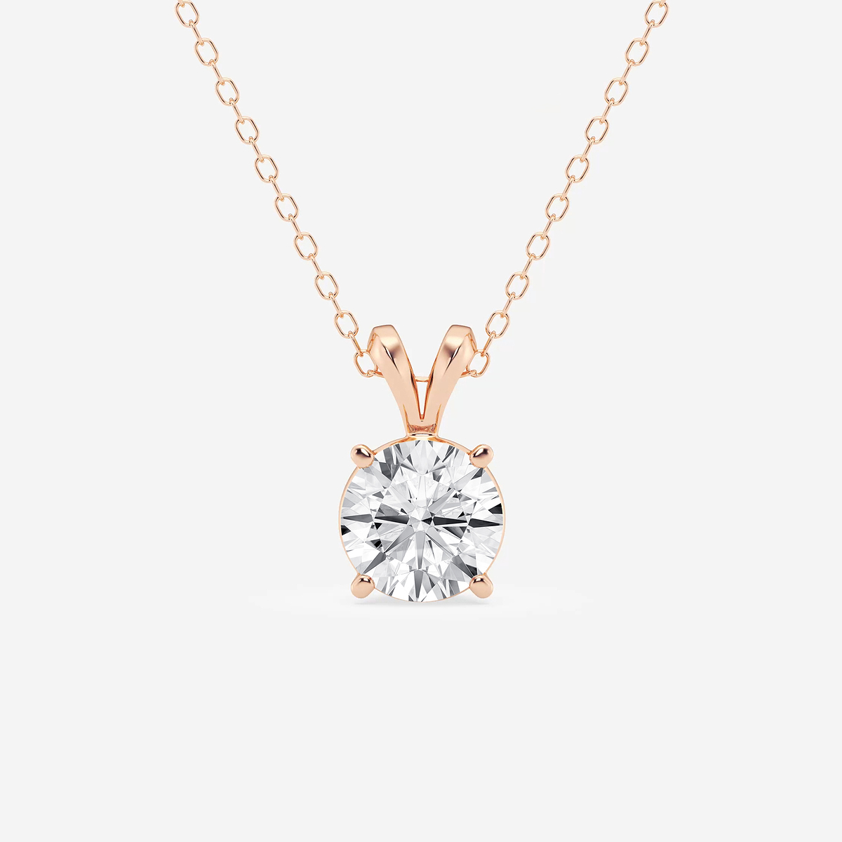 1 1/2 ctw Round Lab Grown Diamond Split Bail Solitaire Pendant with Adjustable Chain