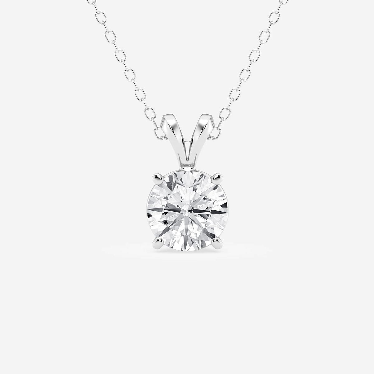 1 1/2 ctw Round Lab Grown Diamond Split Bail Solitaire Pendant with Adjustable Chain