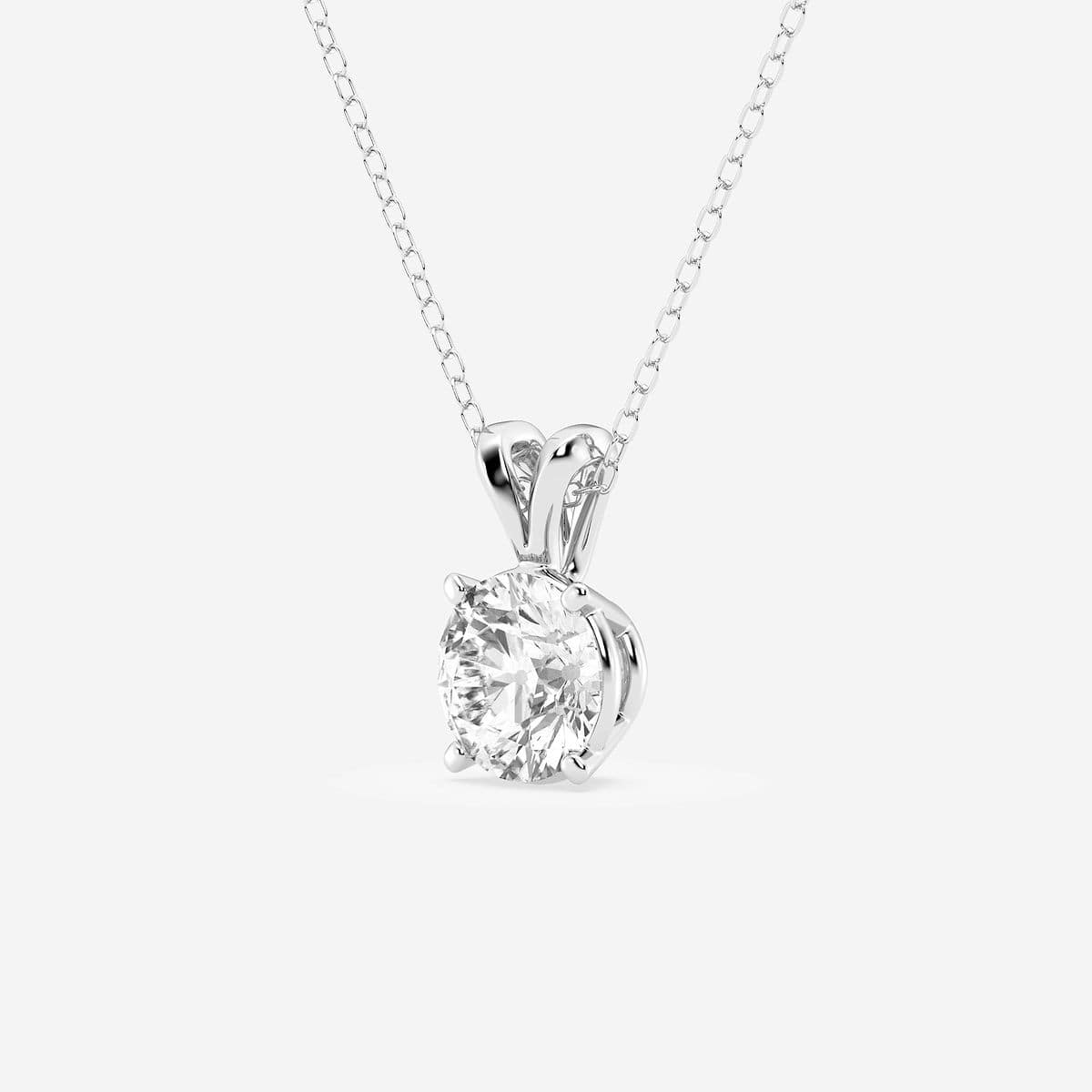 1 1/2 ctw Round Lab Grown Diamond Split Bail Solitaire Pendant with Adjustable Chain 14K White Gold, F, VS2