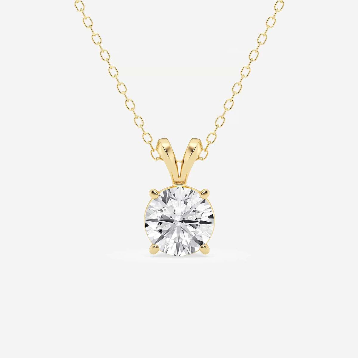 1 1/2 ctw Round Lab Grown Diamond Split Bail Solitaire Pendant with Adjustable Chain 14K Yellow Gold, E+, VS1+