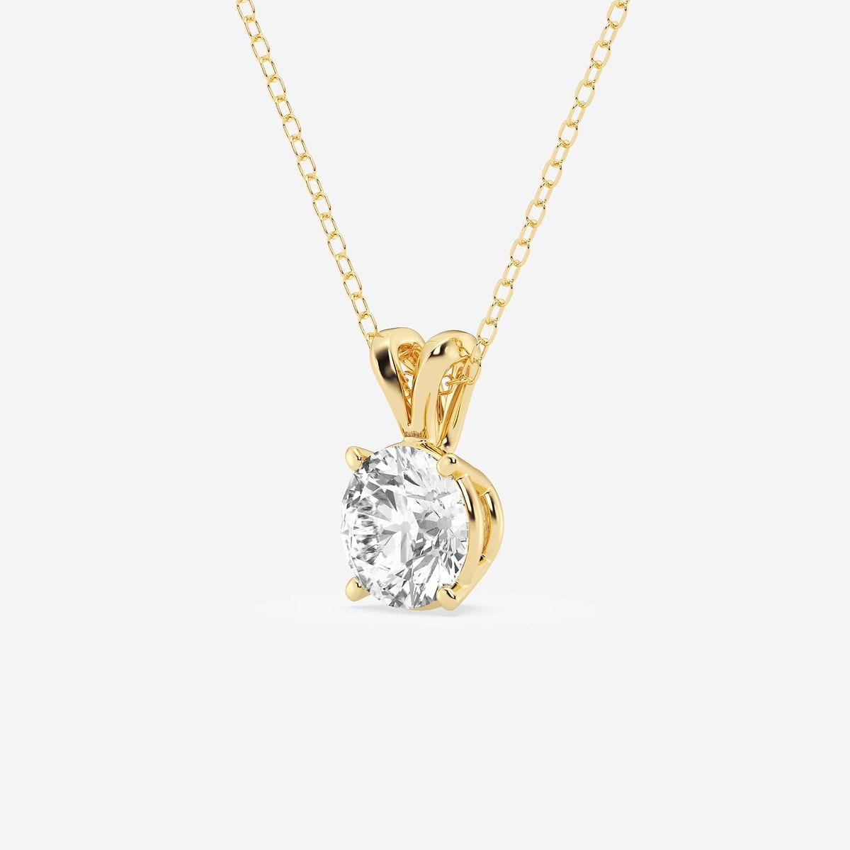 1 1/2 ctw Round Lab Grown Diamond Split Bail Solitaire Pendant with Adjustable Chain 14K Yellow Gold, E+, VS1+