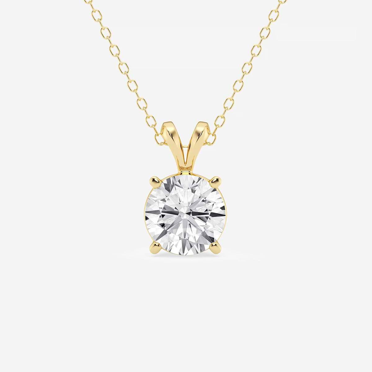 2 ctw Round Lab Grown Diamond Split Bail Solitaire Pendant with Adjustable Chain 14K Yellow Gold, F, VS2