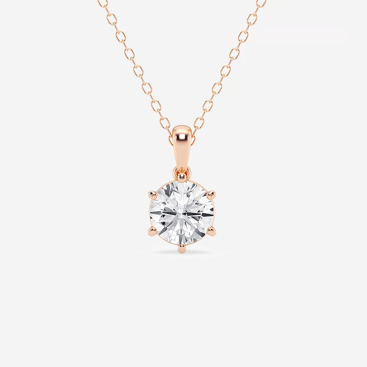 1 ctw Round Lab Grown Diamond Six-Prong Solitaire Pendant with Adjustable Chain