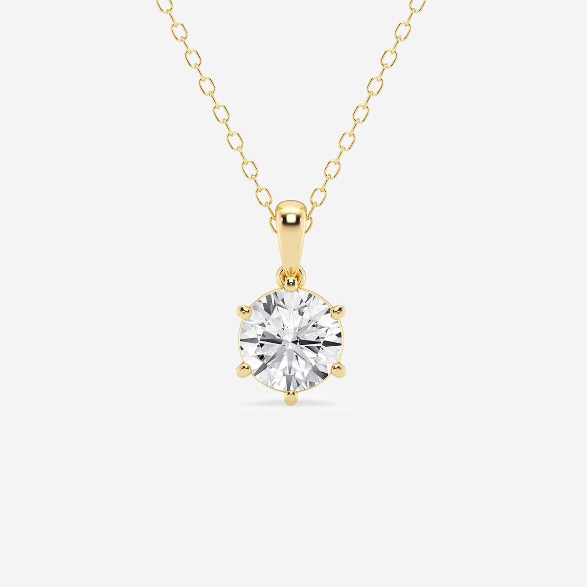 1 ctw Round Lab Grown Diamond Six-Prong Solitaire Pendant with Adjustable Chain