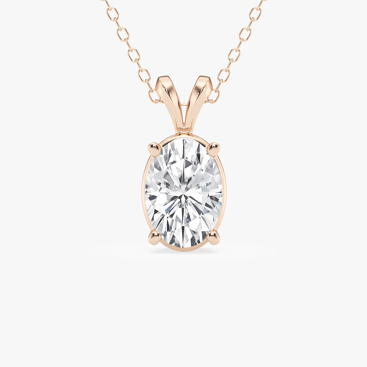 2 ctw Oval Lab Grown Diamond Split Bail Solitaire Pendant with Adjustable Chain