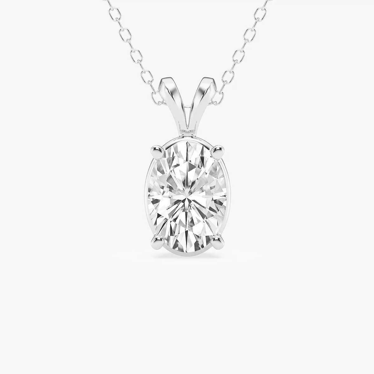 2 ctw Oval Lab Grown Diamond Split Bail Solitaire Pendant with Adjustable Chain