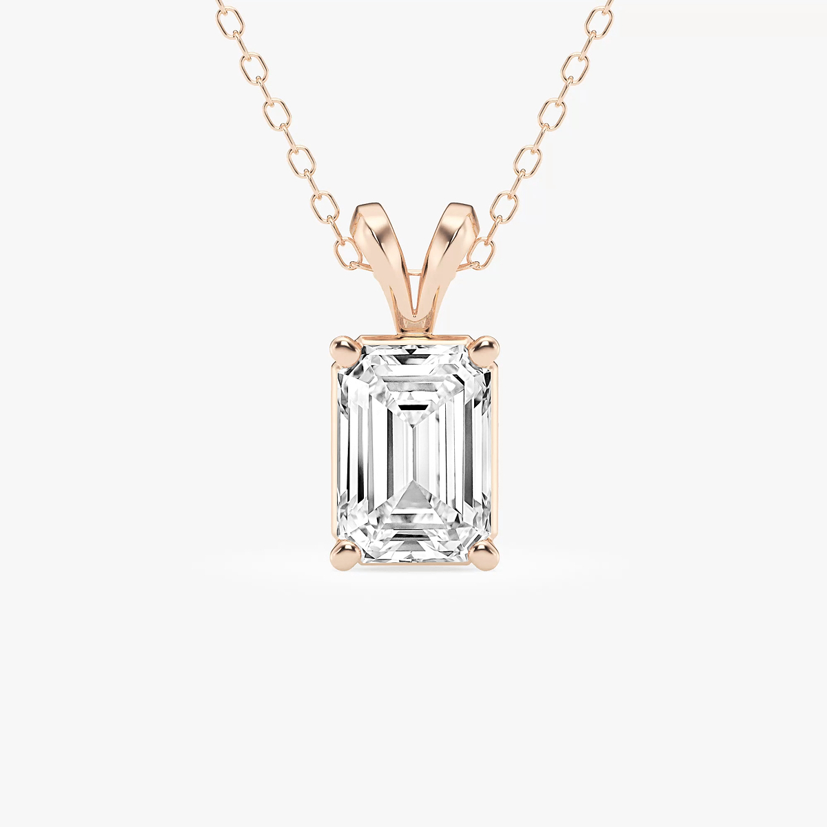 2 ctw Emerald Lab Grown Diamond Split Bail Solitaire Pendant with Adjustable Chain