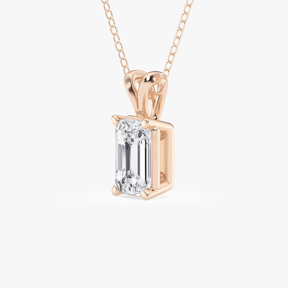 Additional Image 1 for  2 ctw Emerald Lab Grown Diamond Split Bail Solitaire Pendant with Adjustable Chain