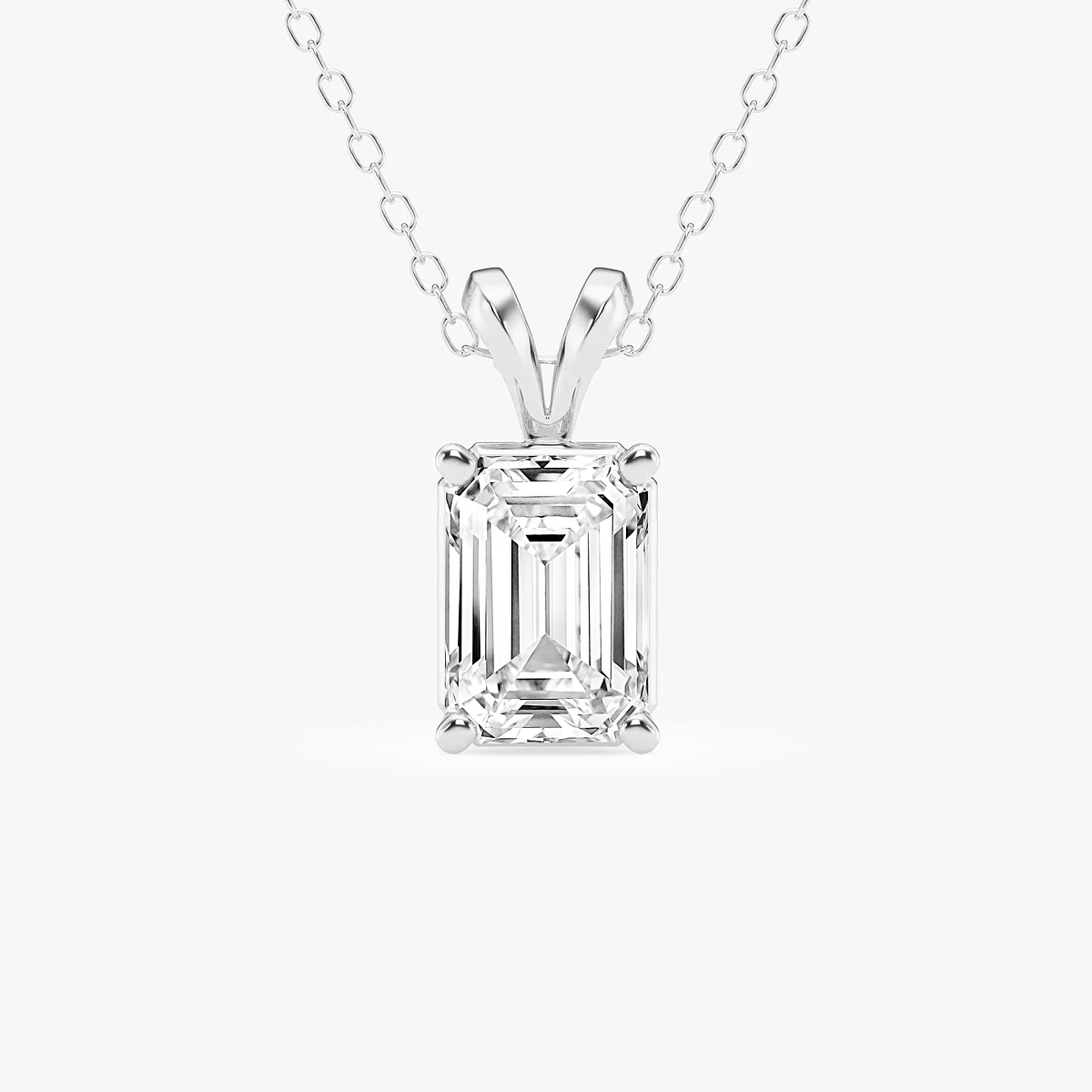 2 ctw Emerald Lab Grown Diamond Split Bail Solitaire Pendant with Adjustable Chain