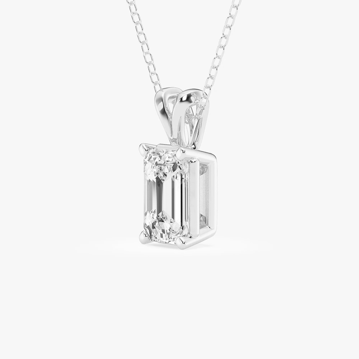 Additional Image 1 for  2 ctw Emerald Lab Grown Diamond Split Bail Solitaire Pendant with Adjustable Chain