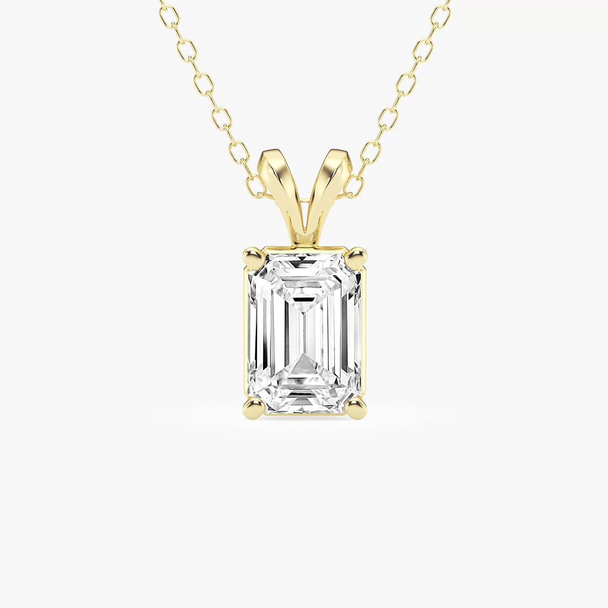 2 ctw Emerald Lab Grown Diamond Split Bail Solitaire Pendant with Adjustable Chain