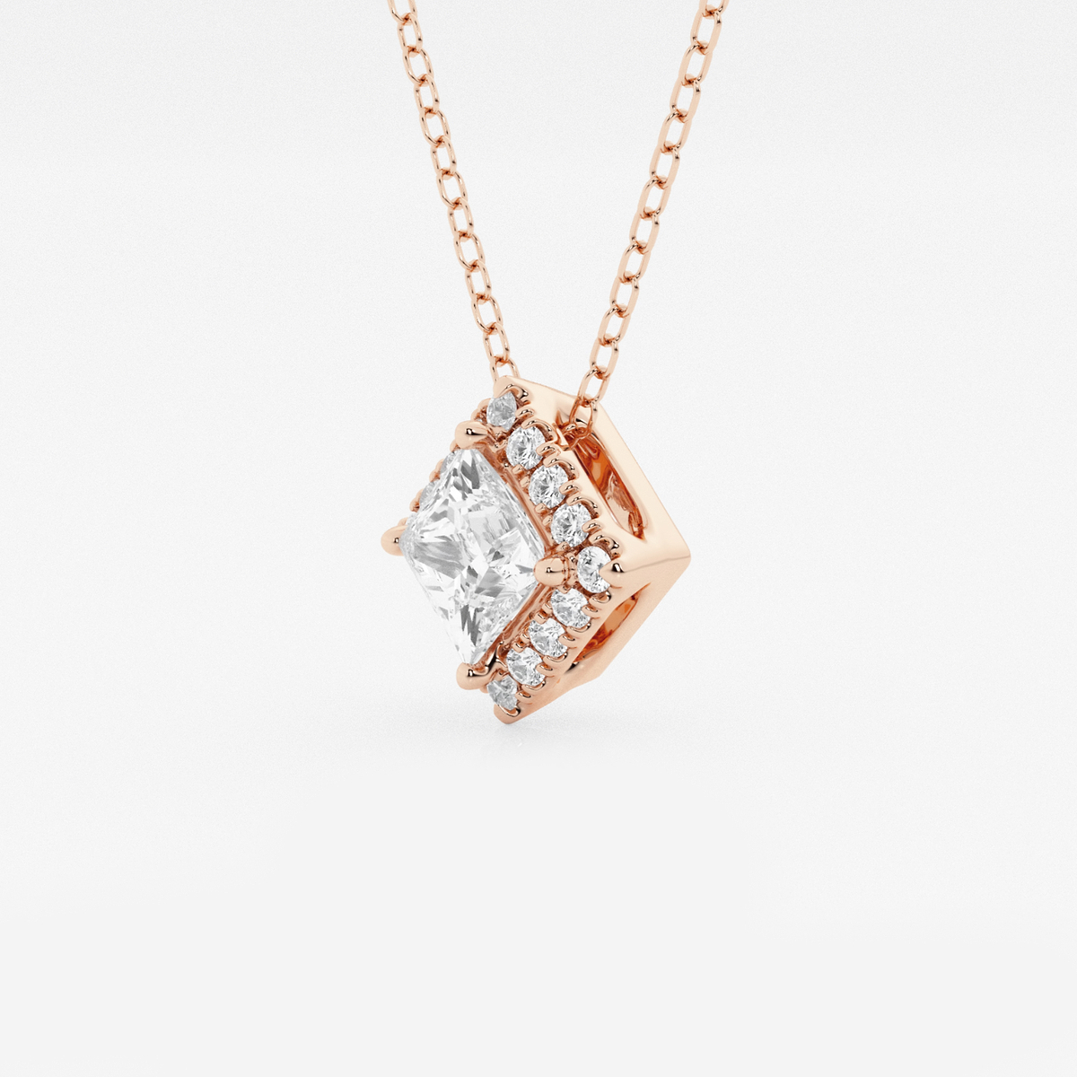 Additional Image 1 for  5/8 ctw Princess Lab Grown Diamond Halo Pendant with Adjustable Chain