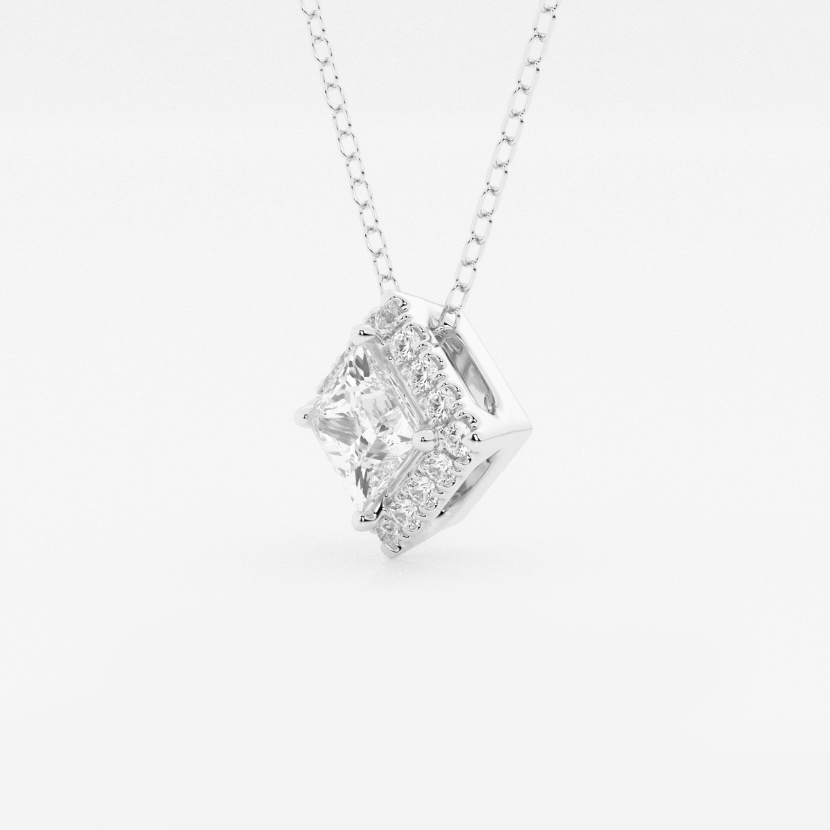 Additional Image 1 for  5/8 ctw Princess Lab Grown Diamond Halo Pendant with Adjustable Chain