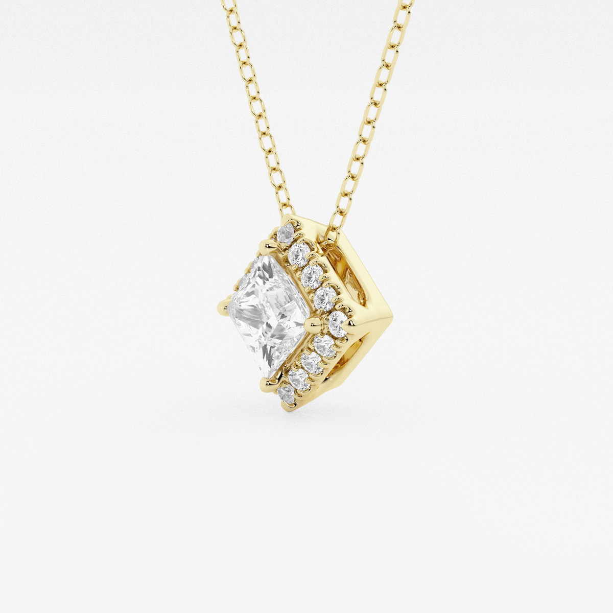 Additional Image 1 for  5/8 ctw Princess Lab Grown Diamond Halo Pendant with Adjustable Chain