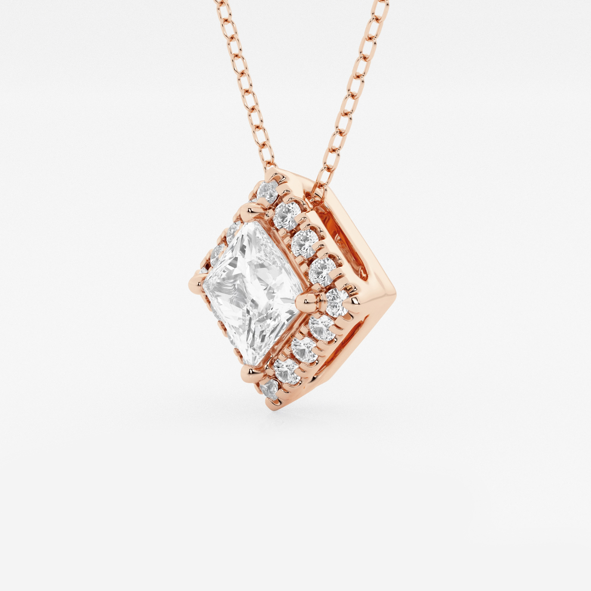Additional Image 1 for  1 1/5 ctw Princess Lab Grown Diamond Halo Pendant with Adjustable Chain