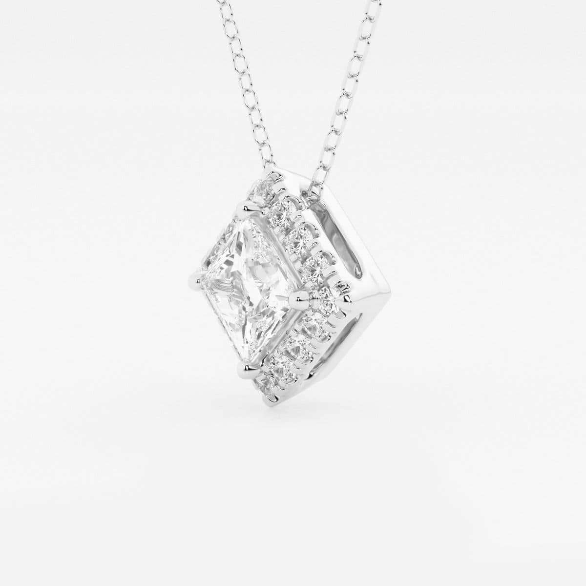Additional Image 1 for  1 1/5 ctw Princess Lab Grown Diamond Halo Pendant with Adjustable Chain