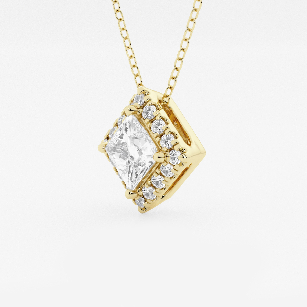 Additional Image 1 for  1 1/5 ctw Princess Lab Grown Diamond Halo Pendant with Adjustable Chain