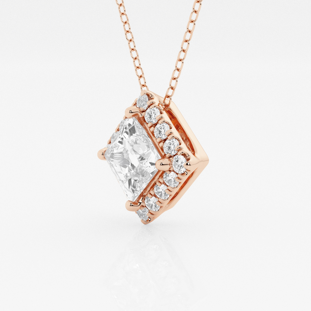 Additional Image 1 for  1 3/4 ctw Princess Lab Grown Diamond Halo Pendant with Adjustable Chain