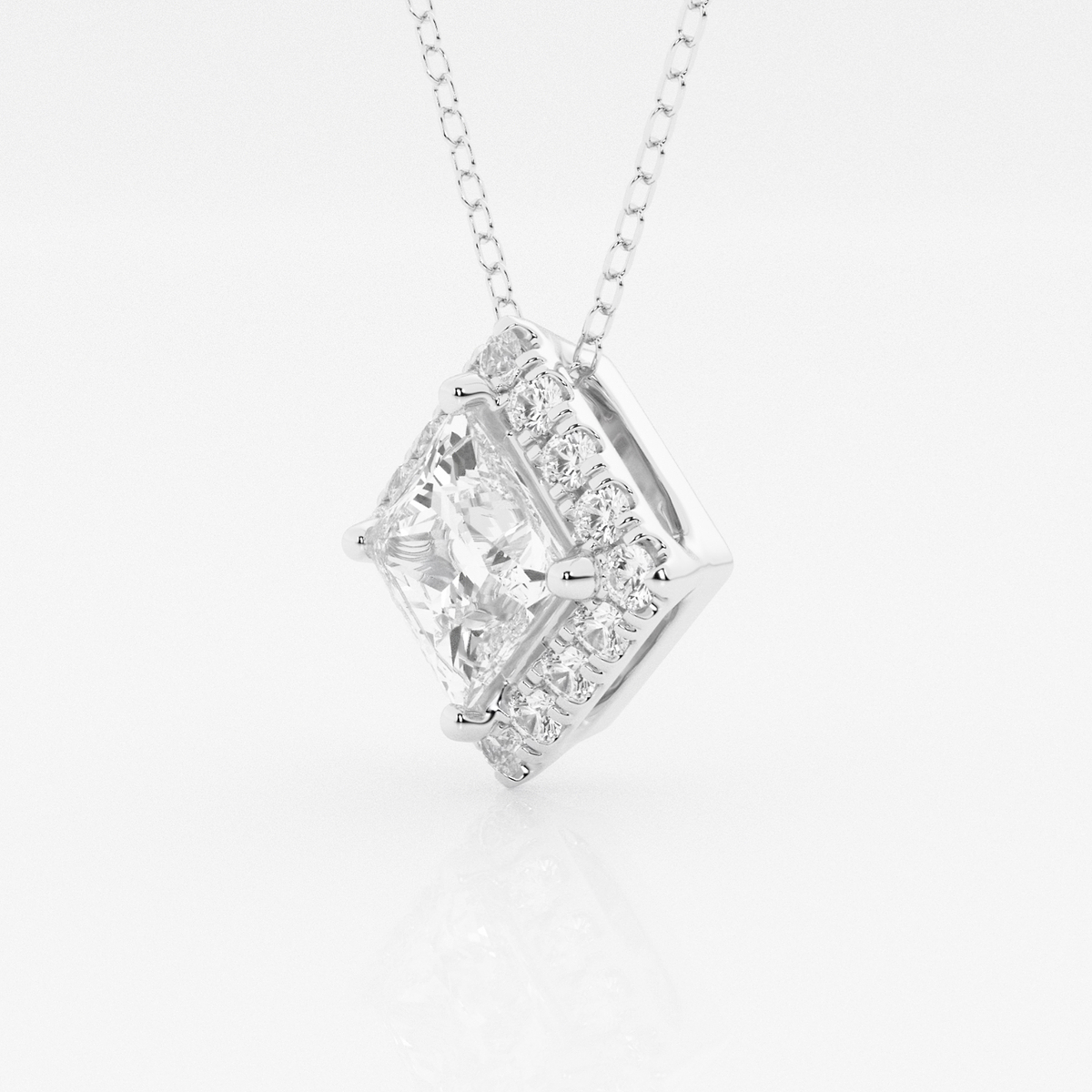 Additional Image 1 for  1 3/4 ctw Princess Lab Grown Diamond Halo Pendant with Adjustable Chain