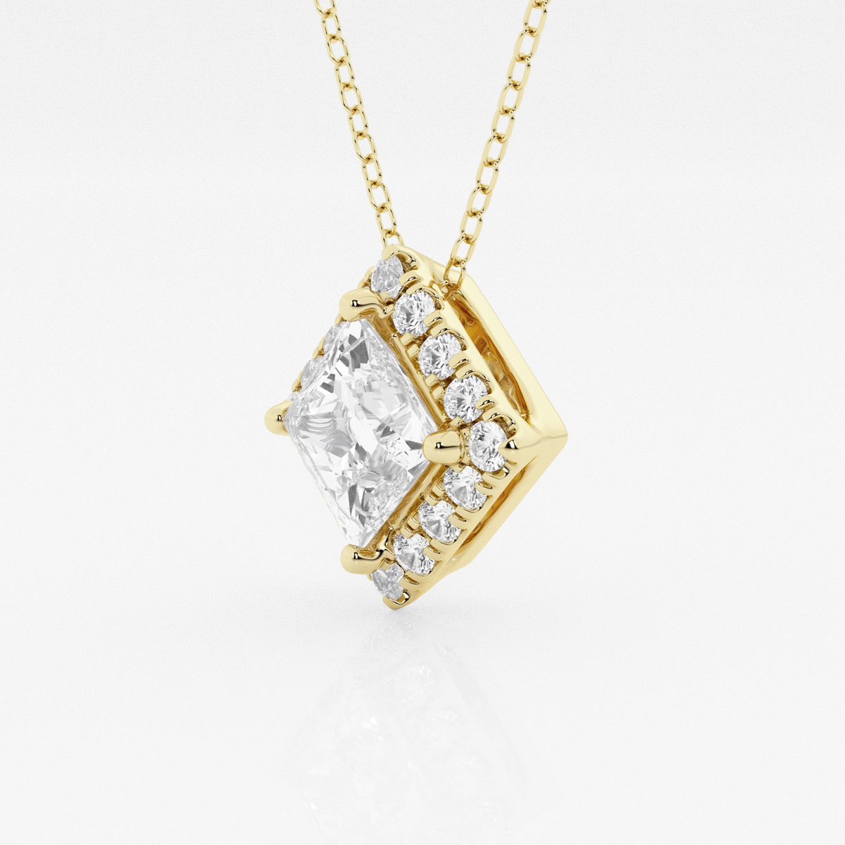 Additional Image 1 for  1 3/4 ctw Princess Lab Grown Diamond Halo Pendant with Adjustable Chain