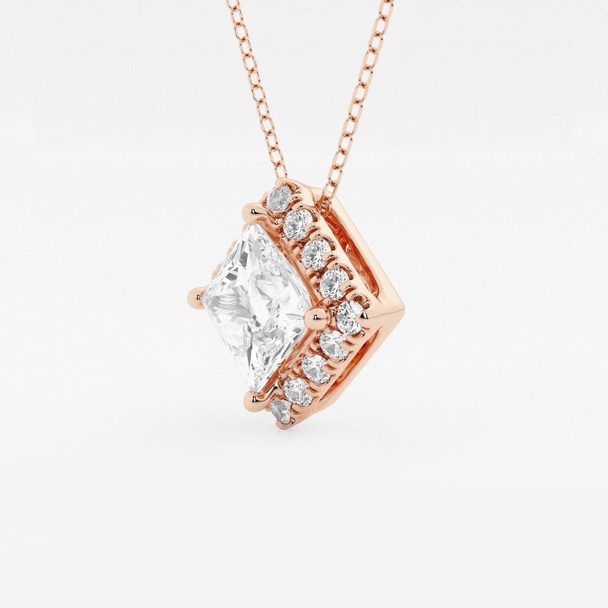 Additional Image 1 for  2 1/3 ctw Princess Lab Grown Diamond Halo Pendant with Adjustable Chain