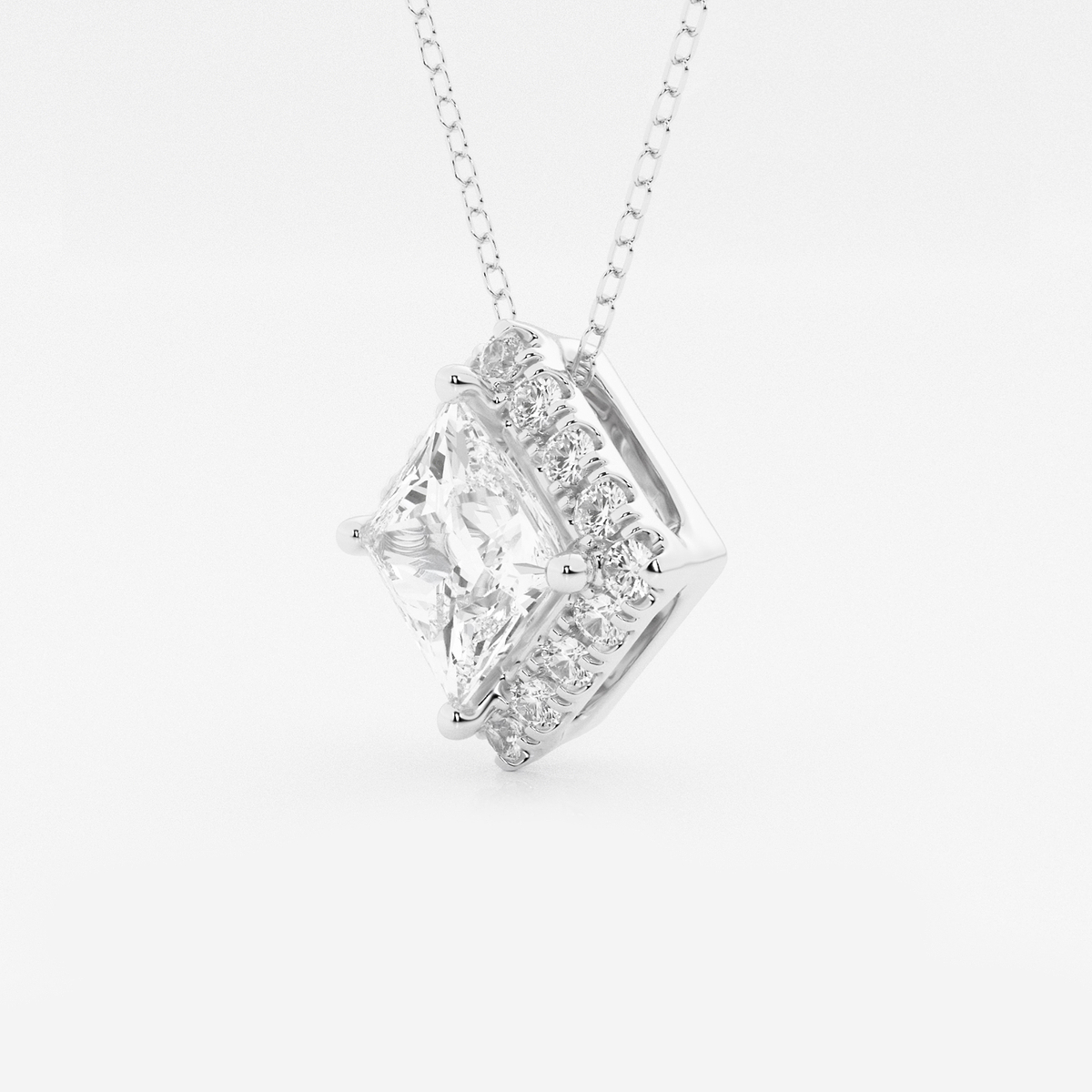 Additional Image 1 for  2 1/3 ctw Princess Lab Grown Diamond Halo Pendant with Adjustable Chain
