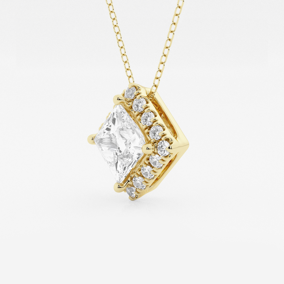 Additional Image 1 for  2 1/3 ctw Princess Lab Grown Diamond Halo Pendant with Adjustable Chain