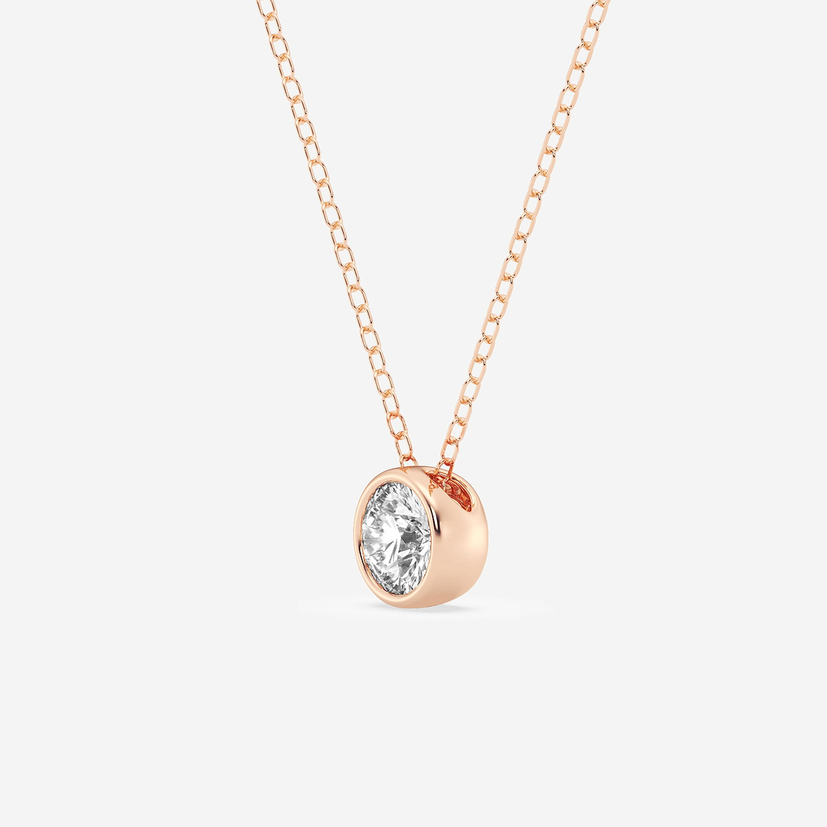 Additional Image 1 for  1/2 ctw Round Lab Grown Diamond Bezel Set Solitaire Pendant with Adjustable Chain