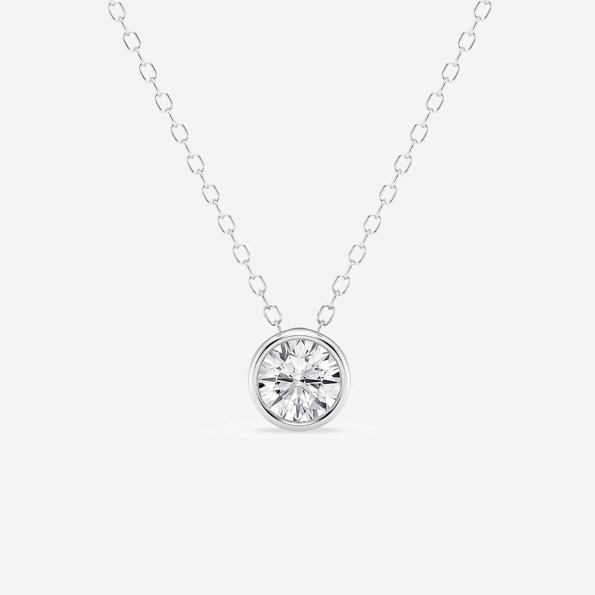 1/2 ctw Round Lab Grown Diamond Bezel Set Solitaire Pendant with Adjustable Chain