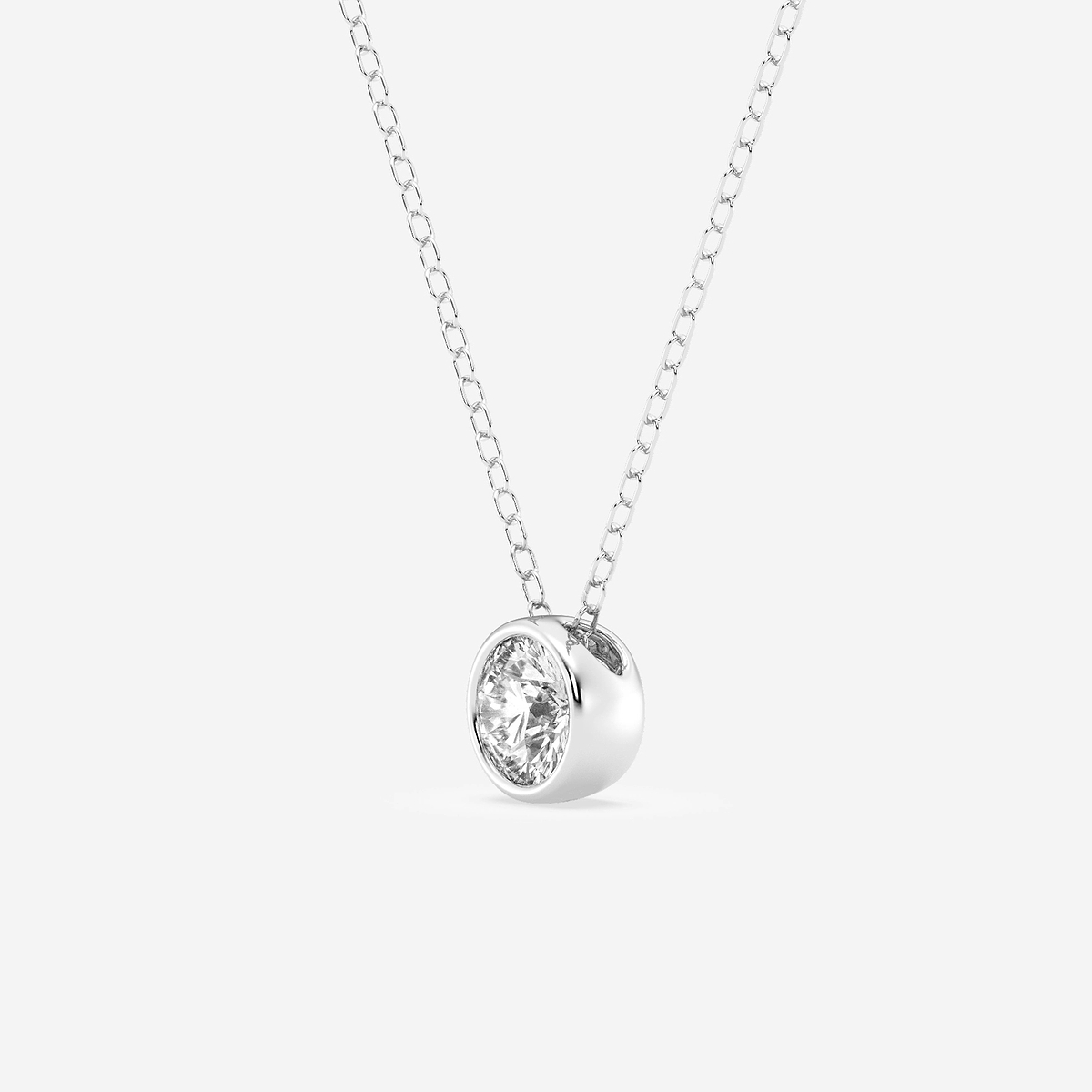 Additional Image 1 for  1/2 ctw Round Lab Grown Diamond Bezel Set Solitaire Pendant with Adjustable Chain