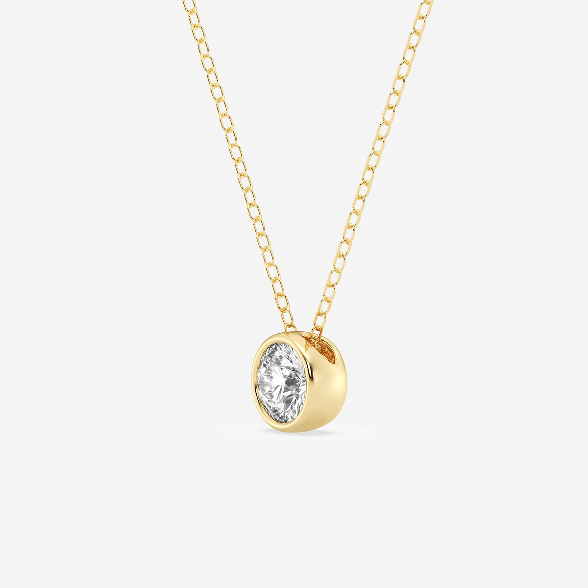 Additional Image 1 for  1/2 ctw Round Lab Grown Diamond Bezel Set Solitaire Pendant with Adjustable Chain