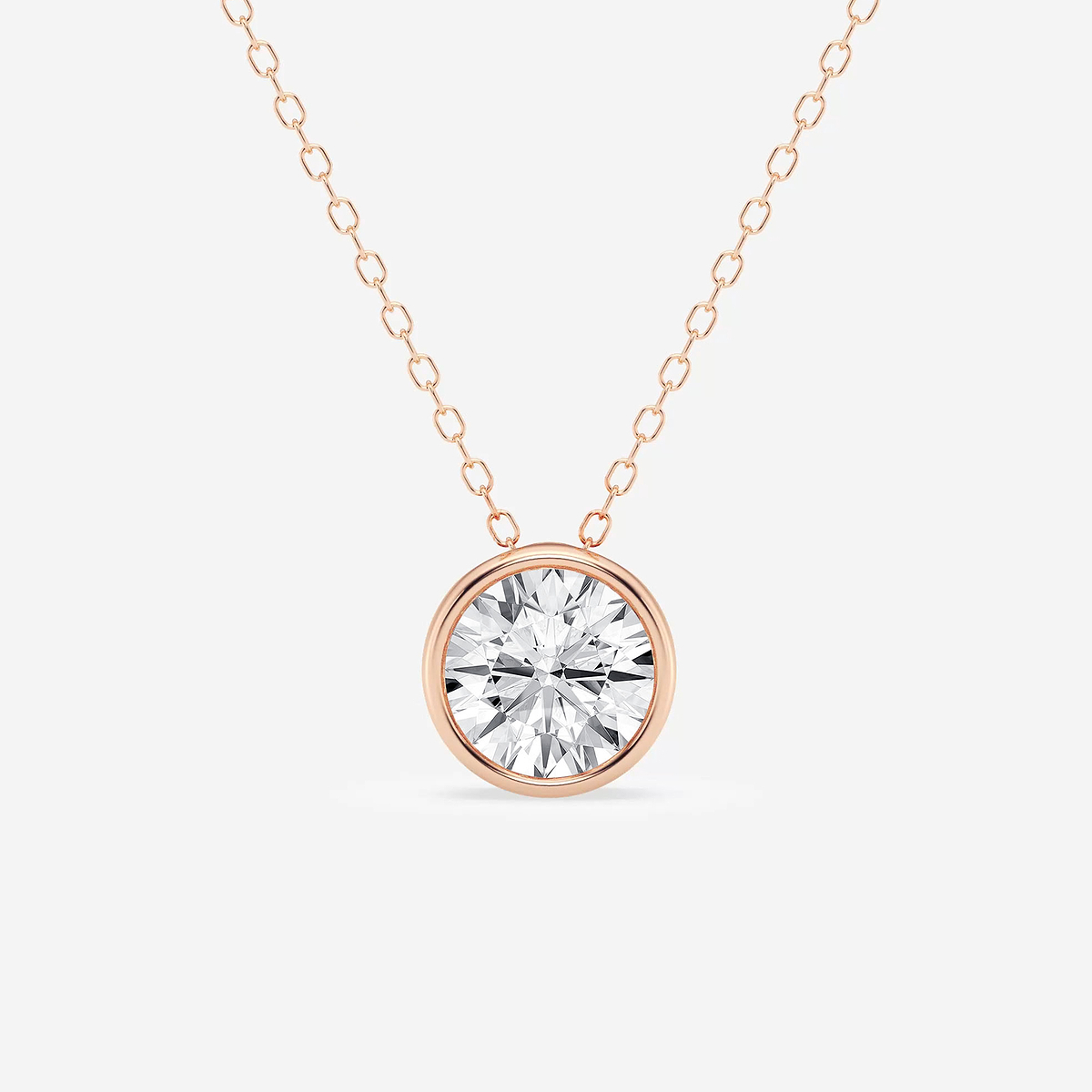 1 1/2 ctw Round Lab Grown Diamond Bezel Set Solitaire Pendant with Adjustable Chain