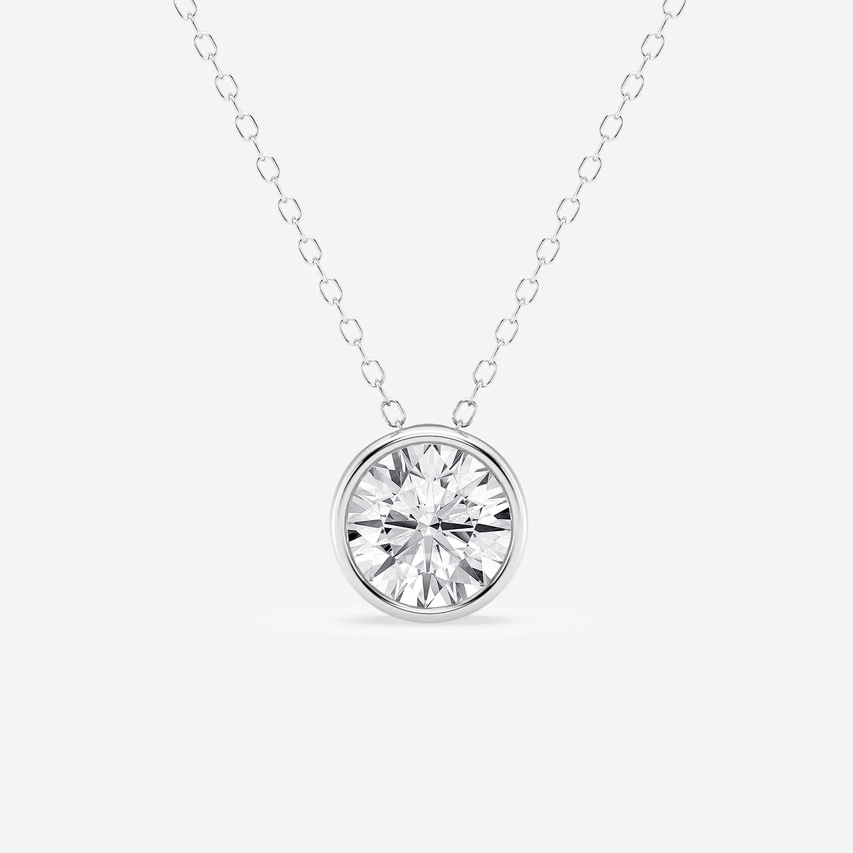 1 1/2 ctw Round Lab Grown Diamond Bezel Set Solitaire Pendant with Adjustable Chain