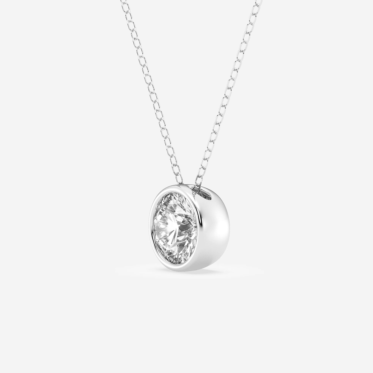 Additional Image 1 for  1 1/2 ctw Round Lab Grown Diamond Bezel Set Solitaire Pendant with Adjustable Chain