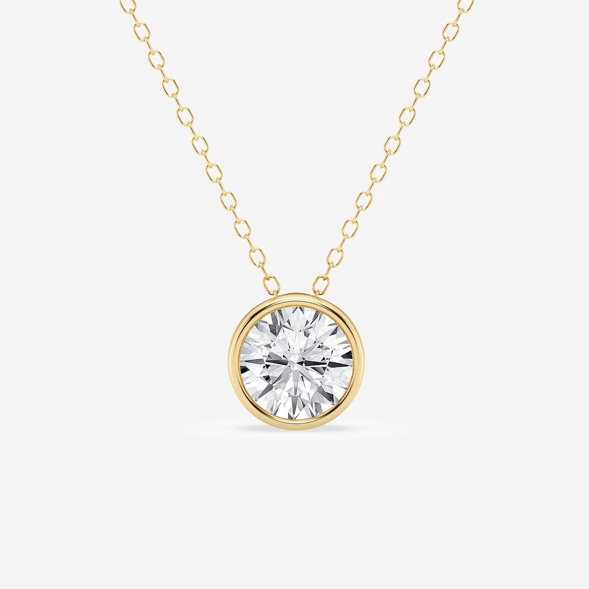 1 1/2 ctw Round Lab Grown Diamond Bezel Set Solitaire Pendant with Adjustable Chain