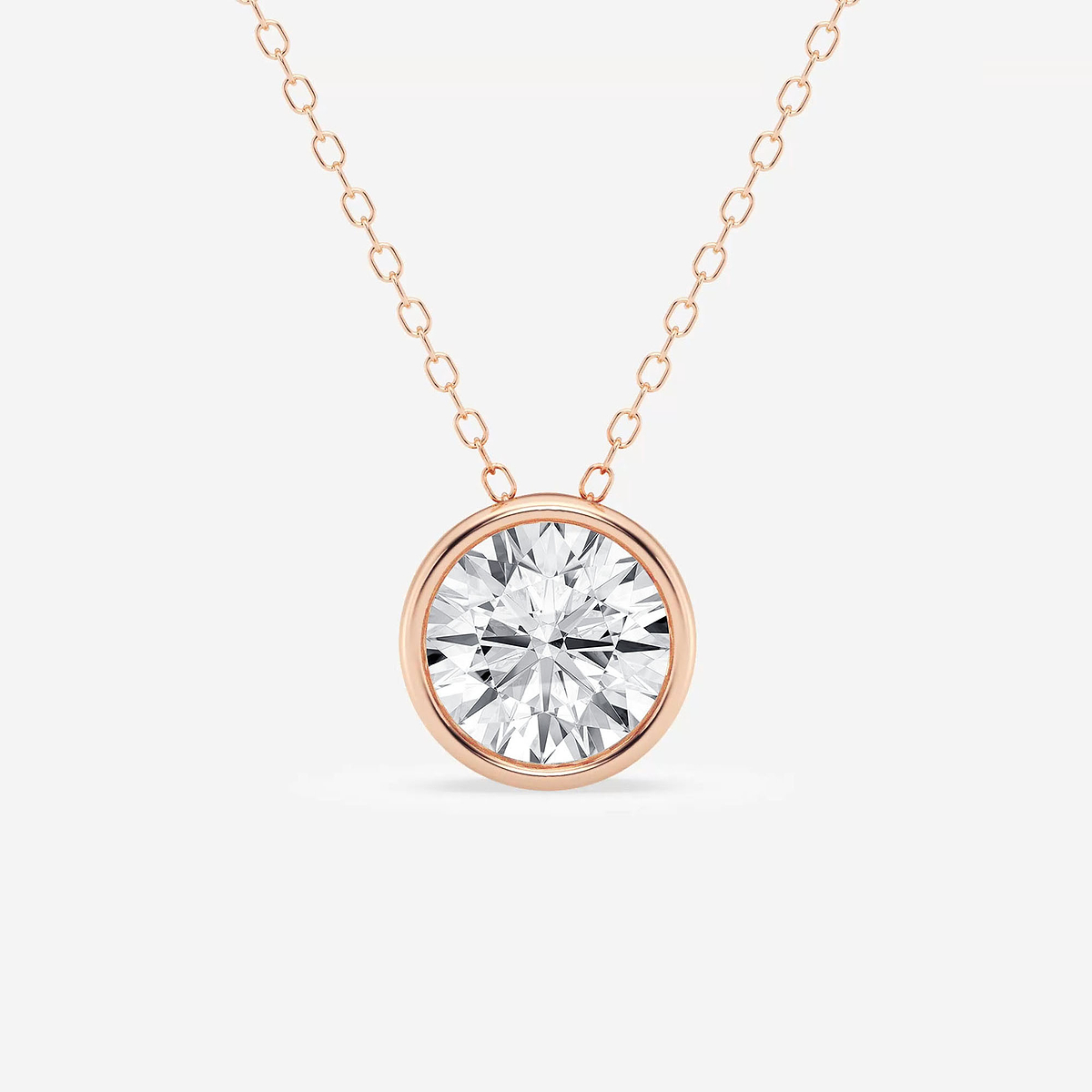 2 ctw Round Lab Grown Diamond Bezel Set Solitaire Pendant with Adjustable Chain