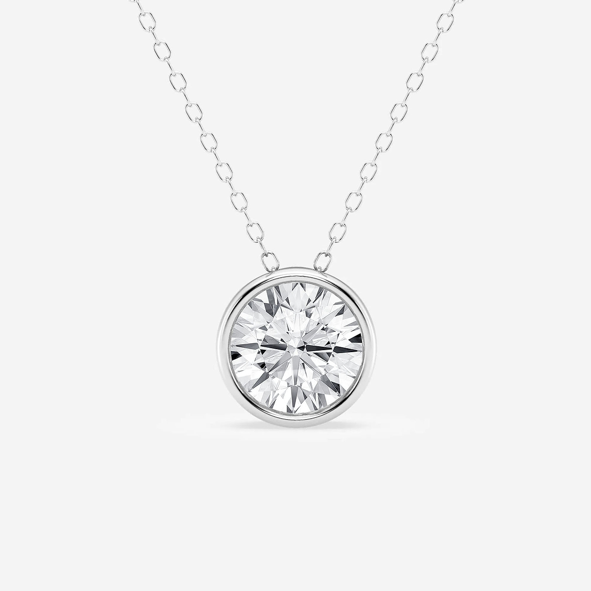 2 ctw Round Lab Grown Diamond Bezel Set Solitaire Pendant with Adjustable Chain