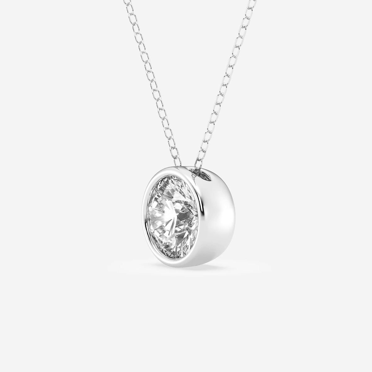 Additional Image 1 for  2 ctw Round Lab Grown Diamond Bezel Set Solitaire Pendant with Adjustable Chain
