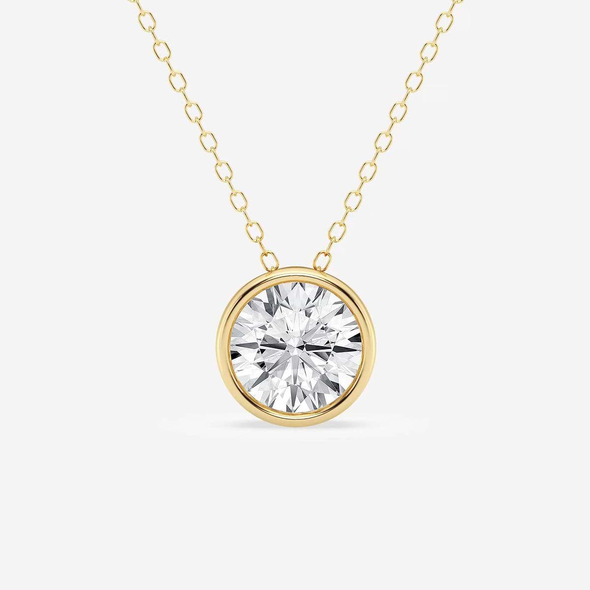 2 ctw Round Lab Grown Diamond Bezel Set Solitaire Pendant with Adjustable Chain