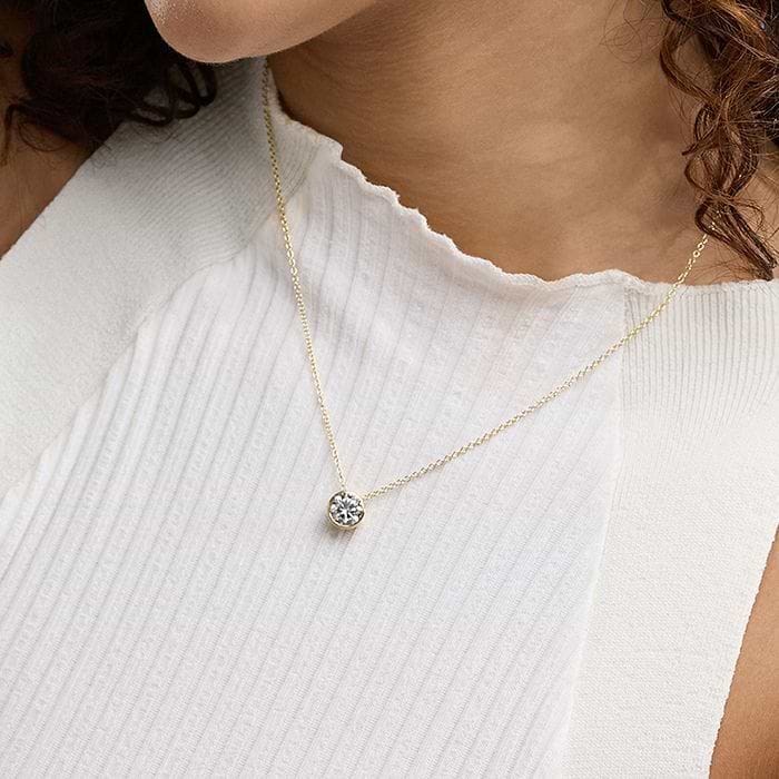 Bezel Set Round Solitaire Pendant