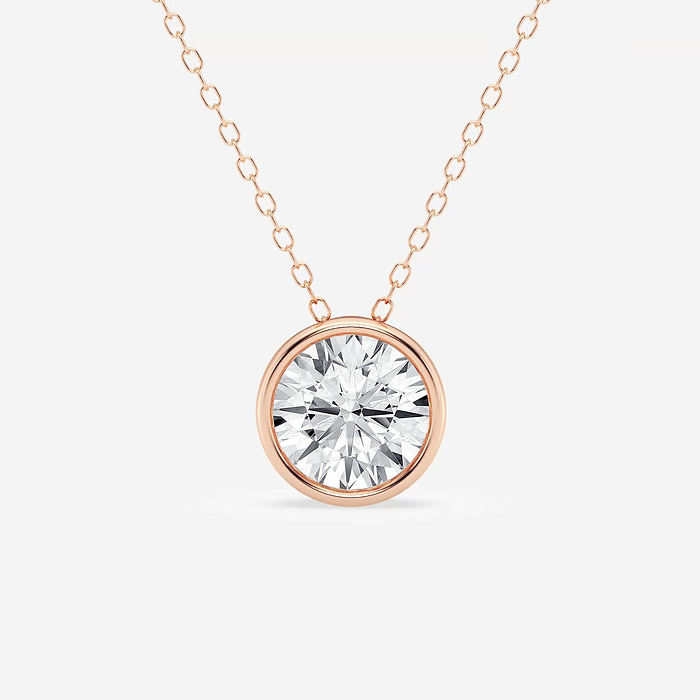 2 ctw Round Lab Grown Diamond Bezel Set Solitaire Pendant with Adjustable Chain