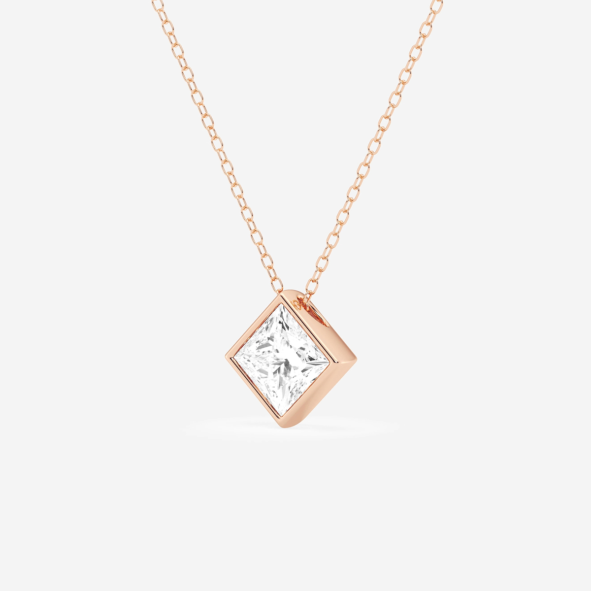Additional Image 1 for  1 1/2 ctw Princess Lab Grown Diamond Bezel Set Solitaire Pendant with Adjustable Chain