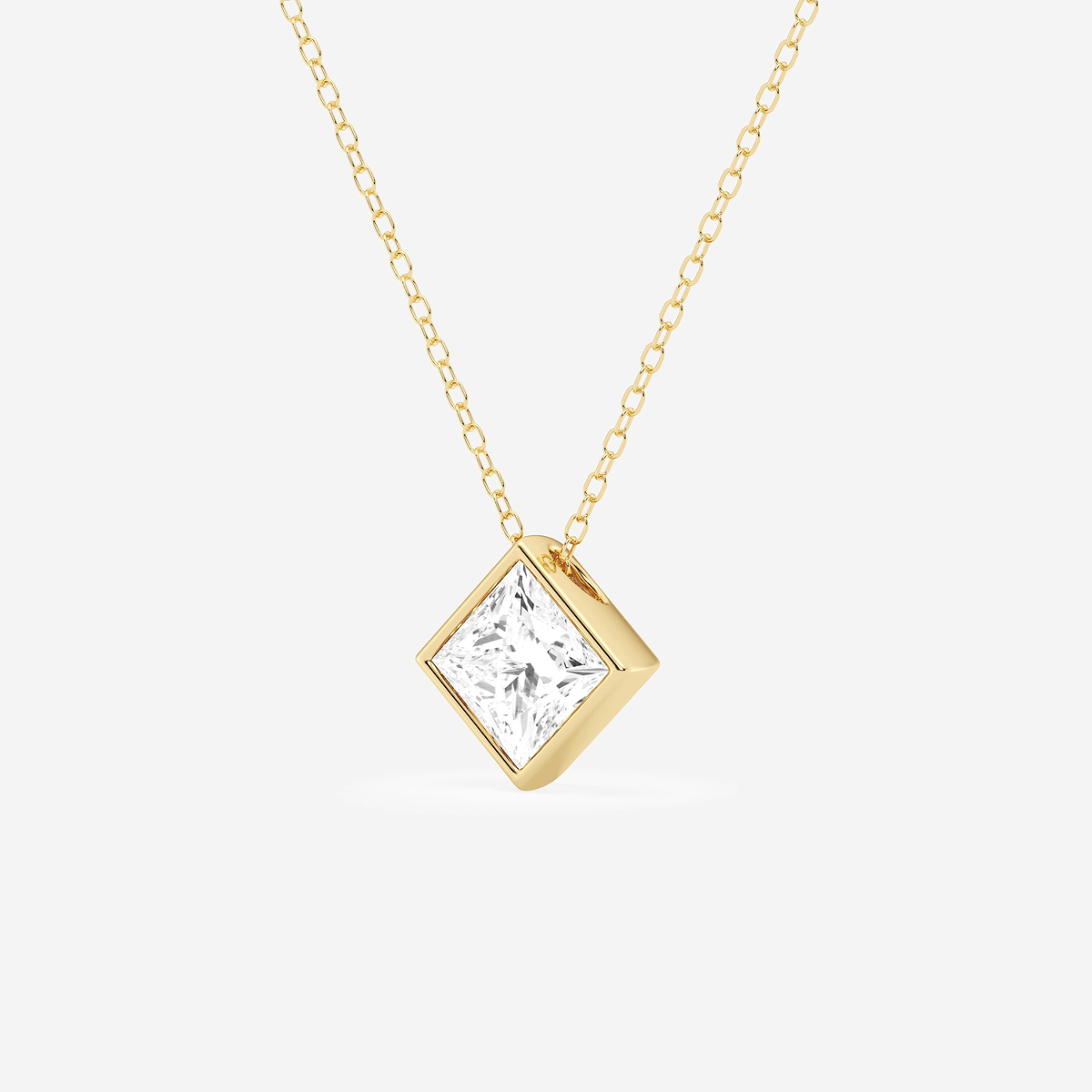 Additional Image 1 for  1 1/2 ctw Princess Lab Grown Diamond Bezel Set Solitaire Pendant with Adjustable Chain