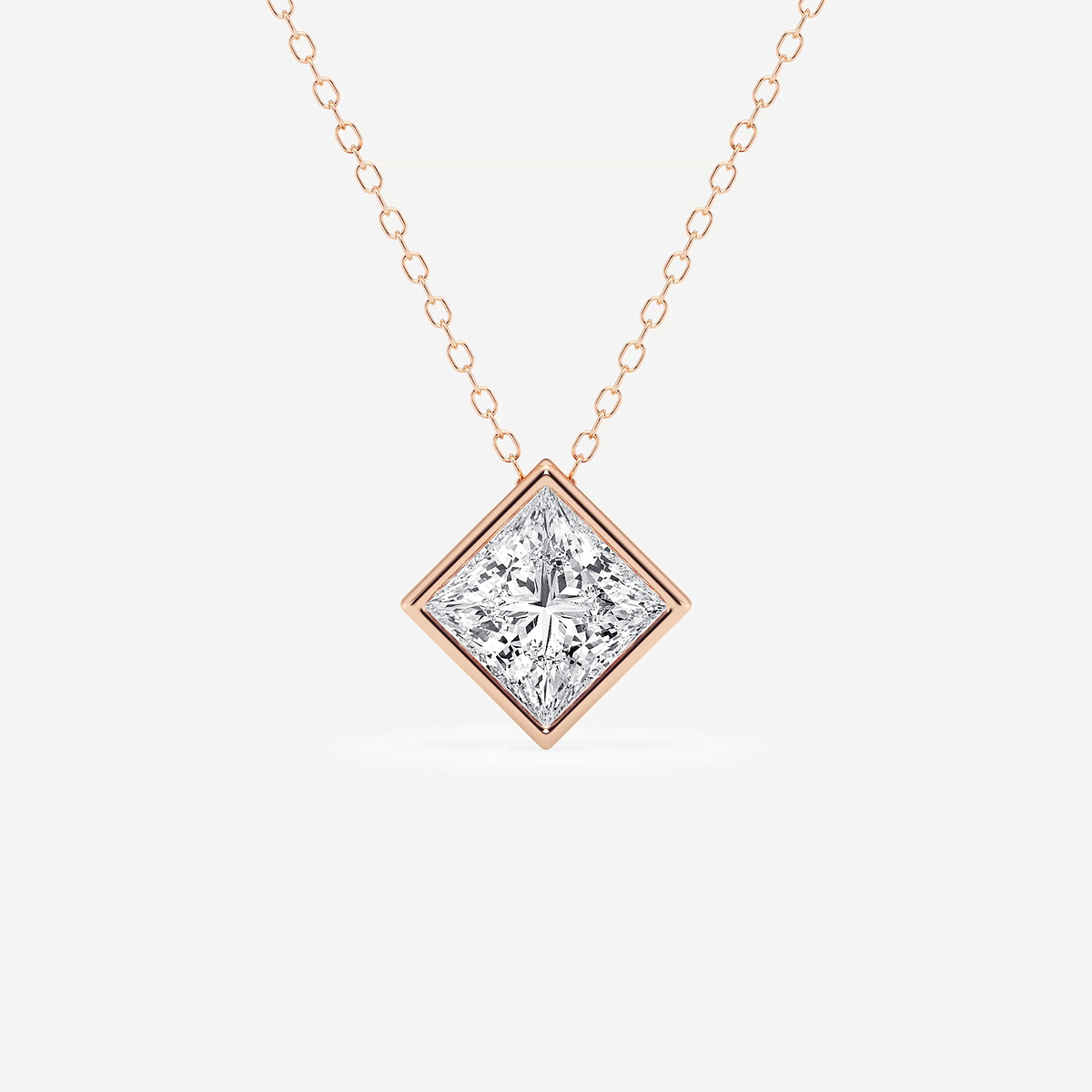2 ctw Princess Lab Grown Diamond Bezel Set Solitaire Pendant with Adjustable Chain