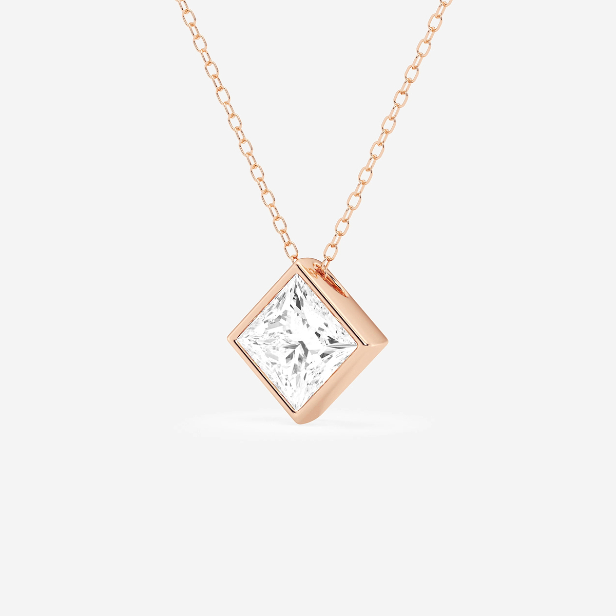 Additional Image 1 for  2 ctw Princess Lab Grown Diamond Bezel Set Solitaire Pendant with Adjustable Chain