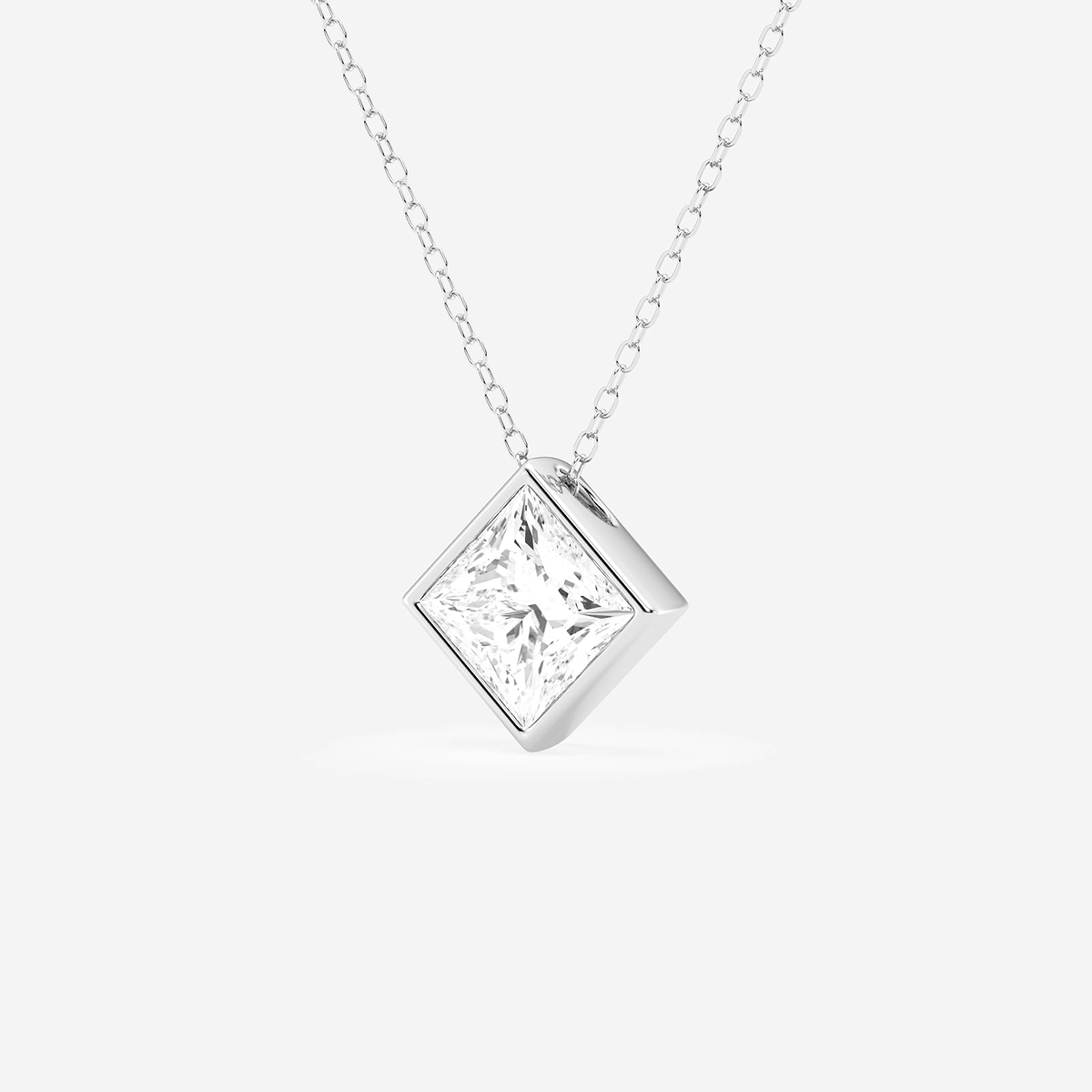Additional Image 1 for  2 ctw Princess Lab Grown Diamond Bezel Set Solitaire Pendant with Adjustable Chain