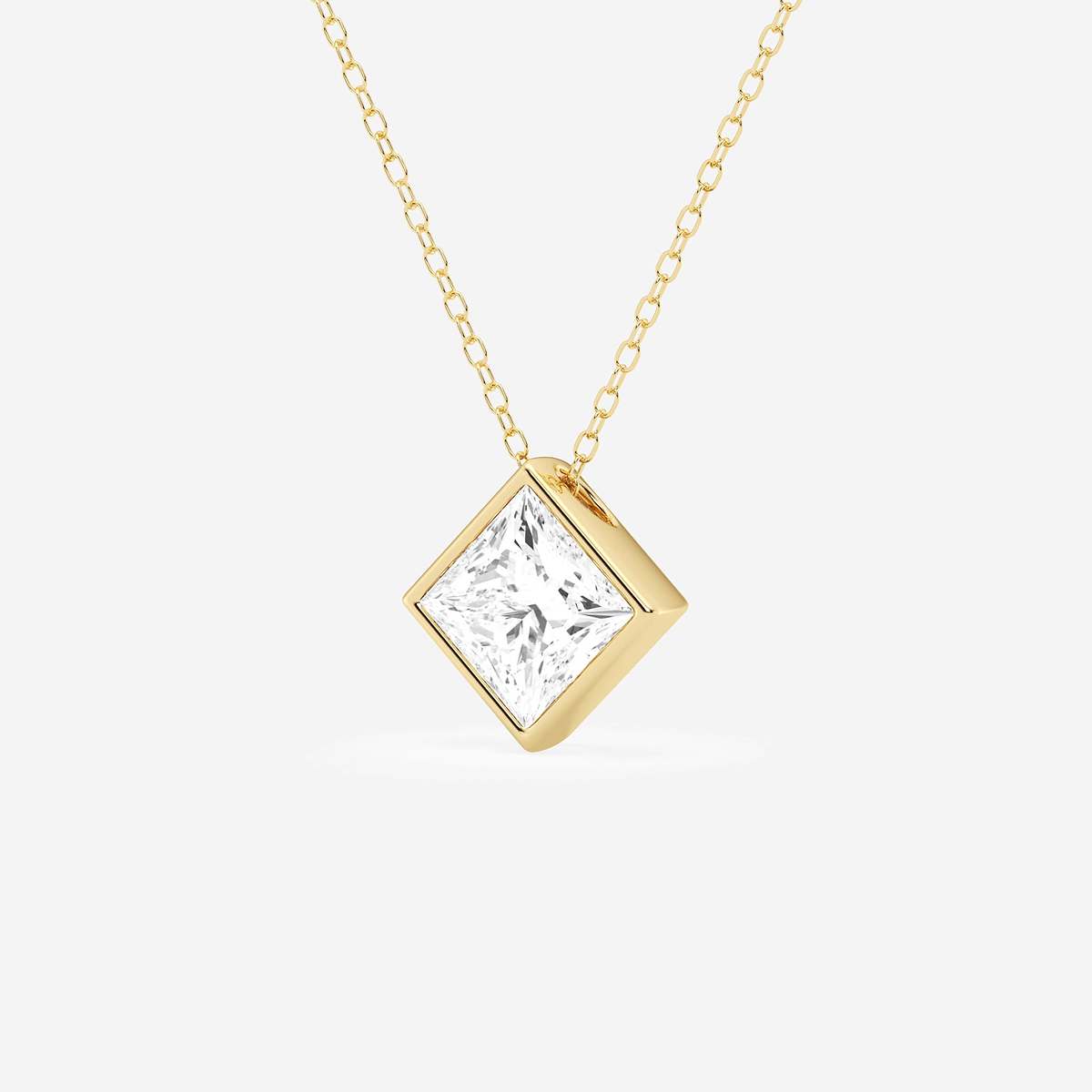 Additional Image 1 for  2 ctw Princess Lab Grown Diamond Bezel Set Solitaire Pendant with Adjustable Chain
