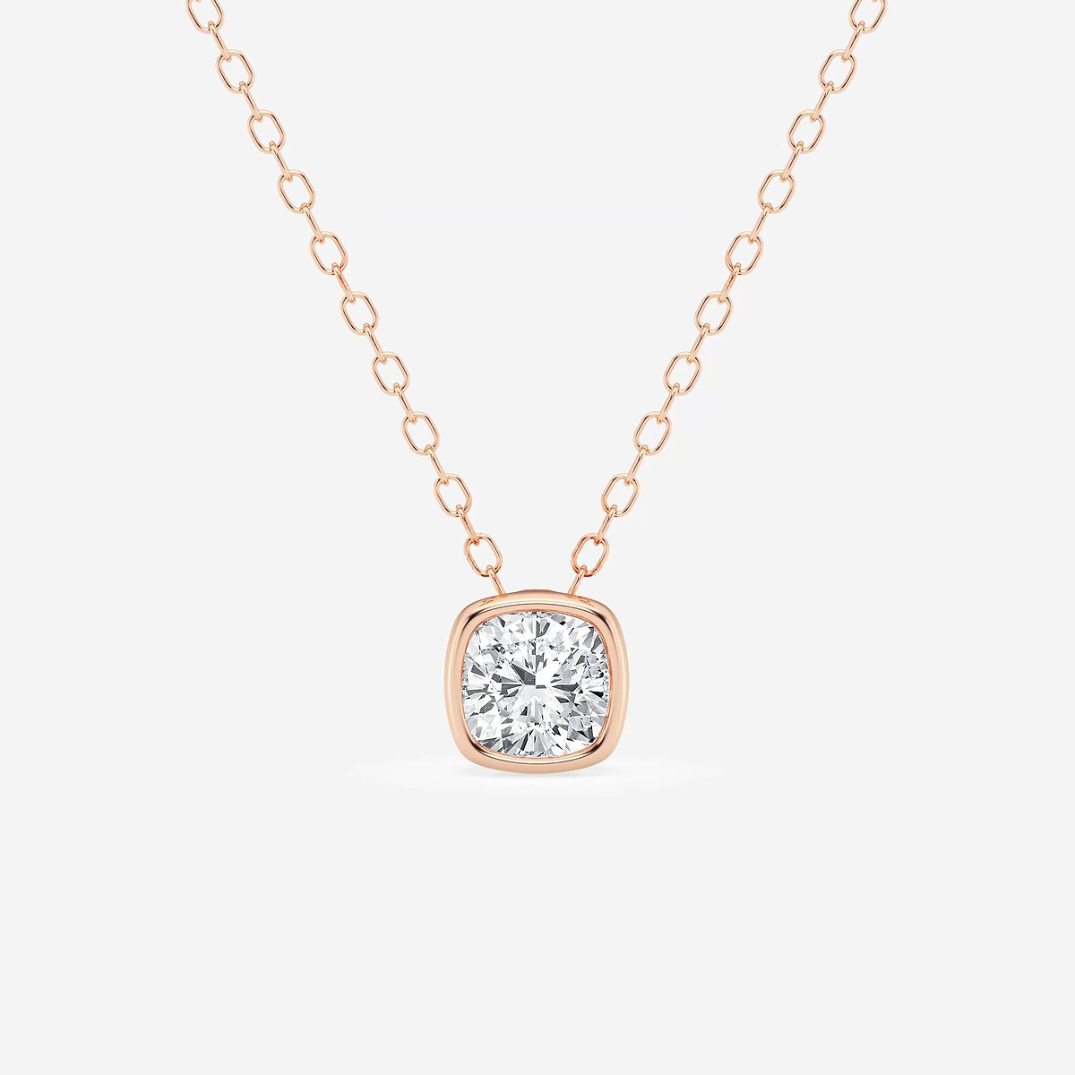 1/2 ctw Cushion Lab Grown Diamond Bezel Set Solitaire Pendant with Adjustable Chain