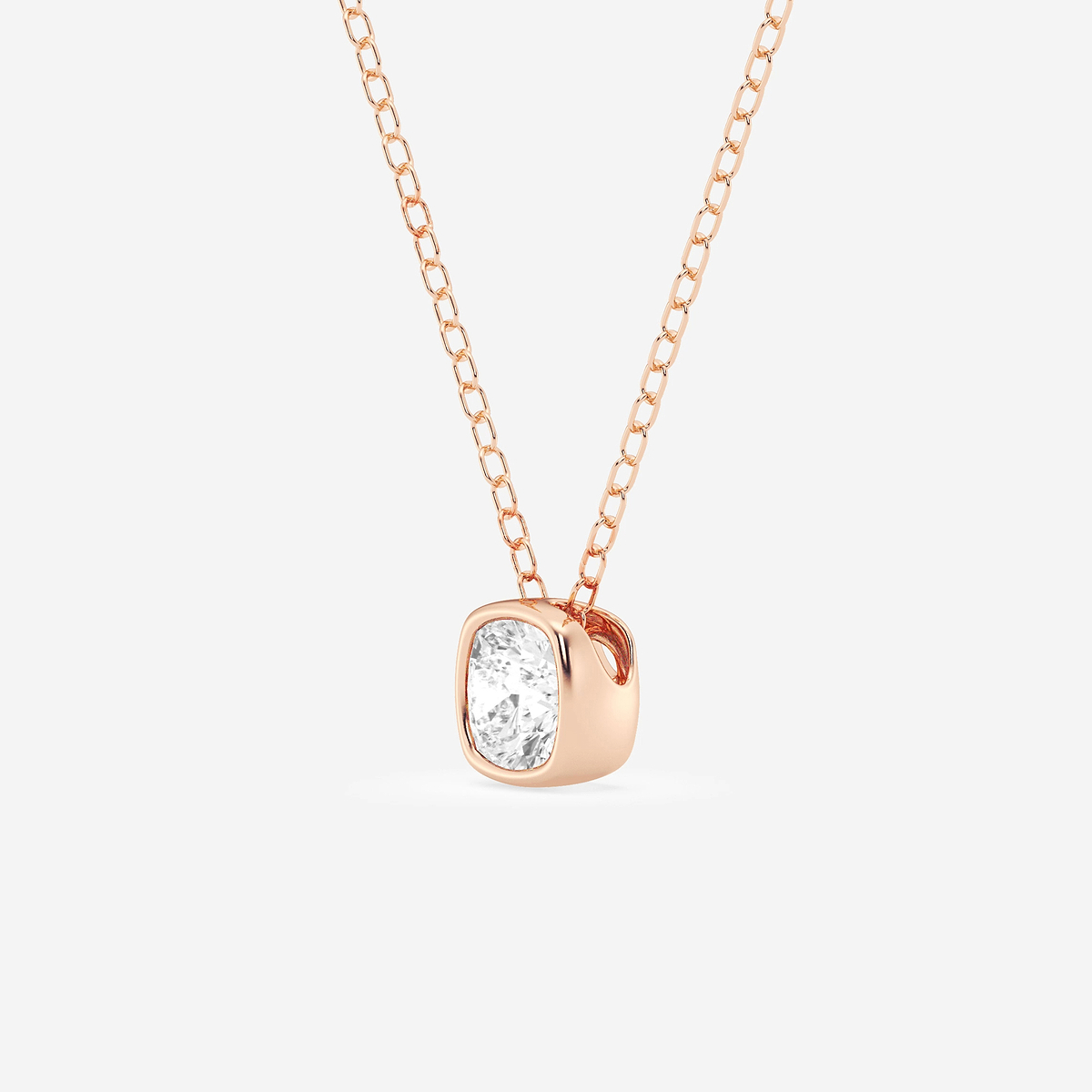 Additional Image 1 for  1/2 ctw Cushion Lab Grown Diamond Bezel Set Solitaire Pendant with Adjustable Chain