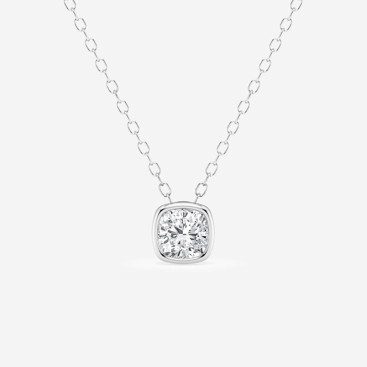 1/2 ctw Cushion Lab Grown Diamond Bezel Set Solitaire Pendant with Adjustable Chain